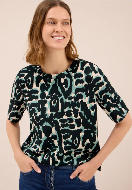 Cupro Touch Print-Shirt ink green