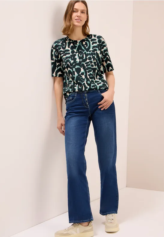 Cupro Touch Print-Shirt ink green