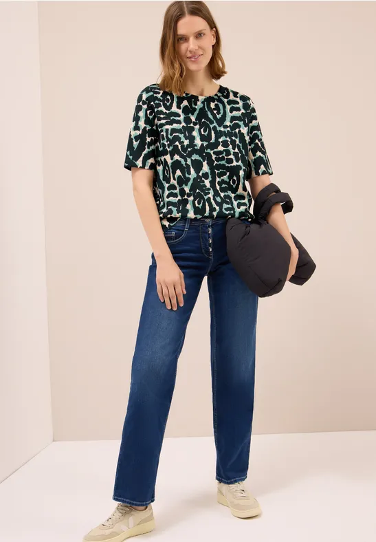 Cupro Touch Print-Shirt ink green