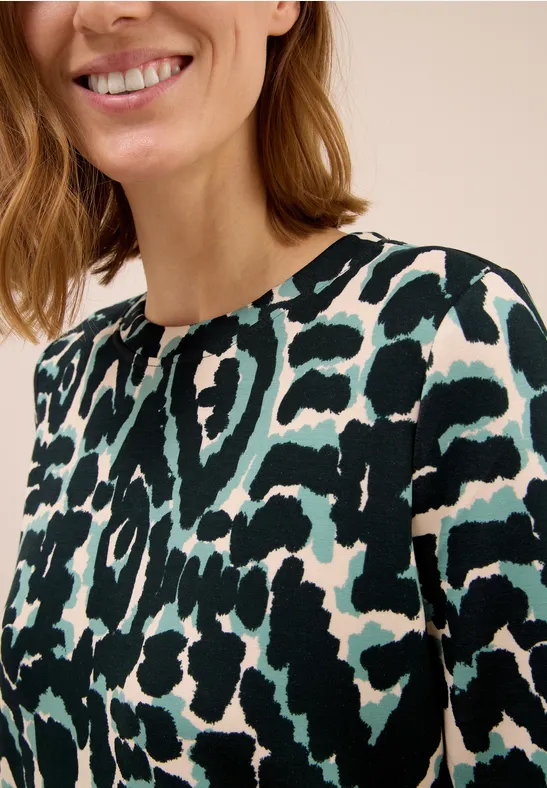 Cupro Touch Print-Shirt ink green