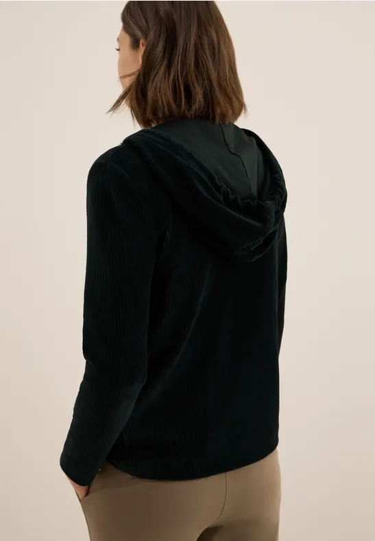 Cordjacke mit Kapuze ink green