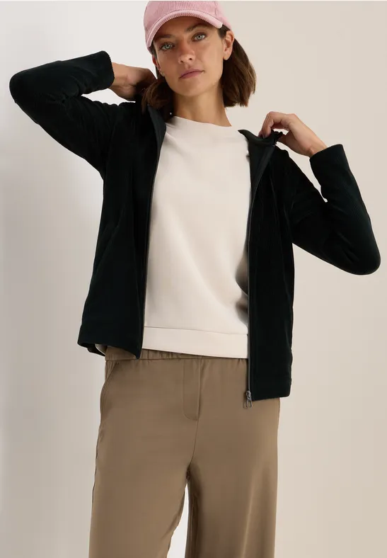 Cordjacke mit Kapuze ink green