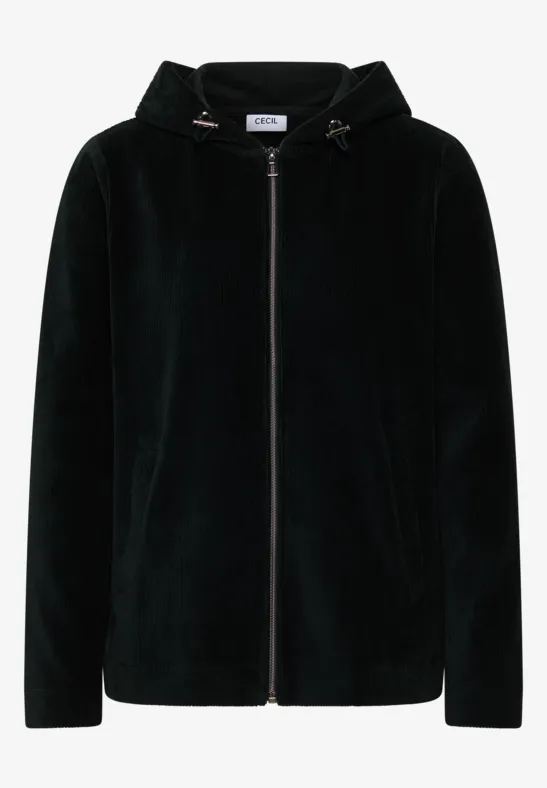 Cordjacke mit Kapuze ink green