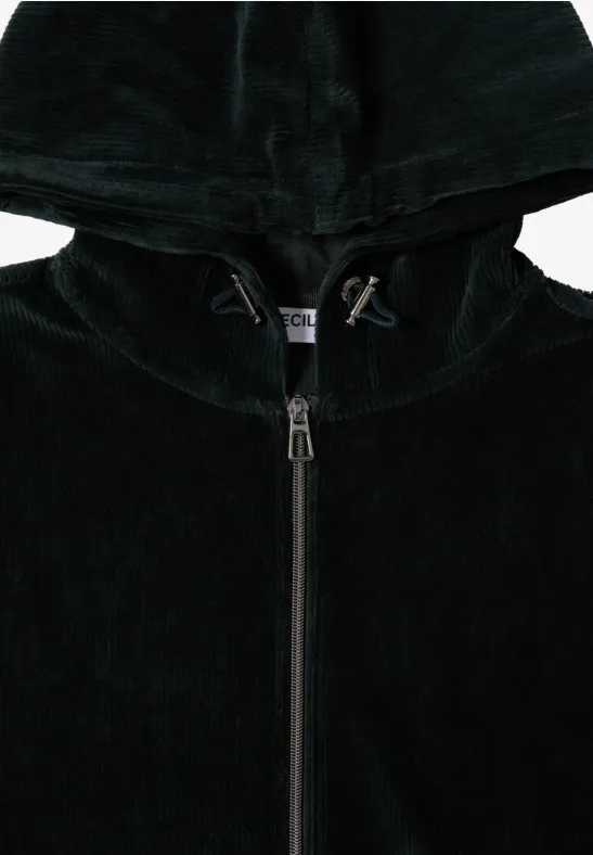 Cordjacke mit Kapuze ink green