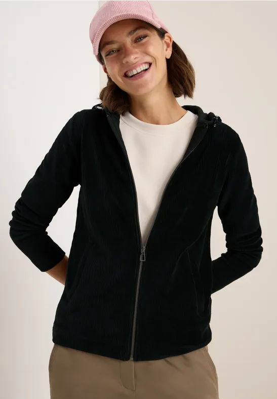 Cordjacke mit Kapuze ink green
