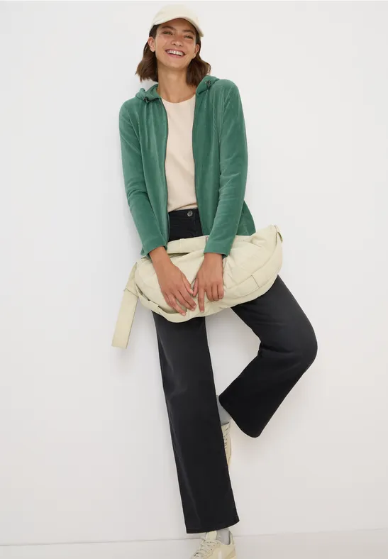 Corduroy jas met capuchon jewel green