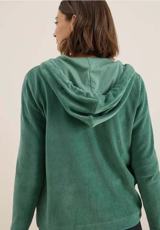Corduroy jas met capuchon jewel green