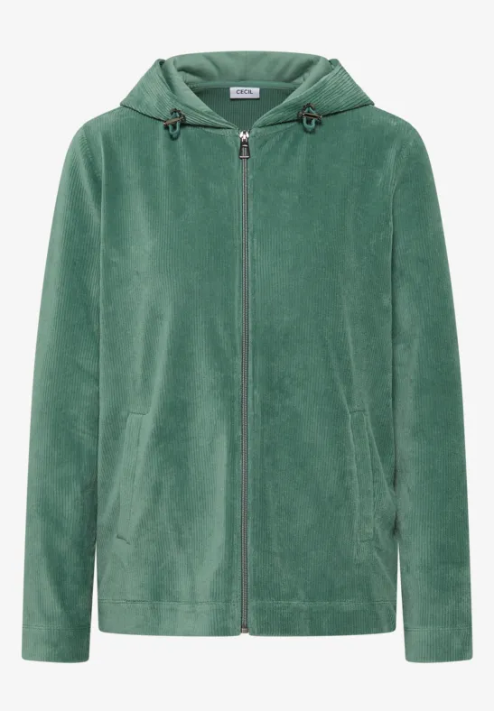 Corduroy jas met capuchon jewel green