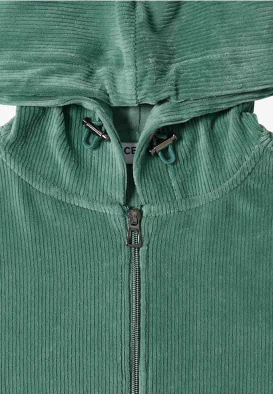 Corduroy jas met capuchon jewel green