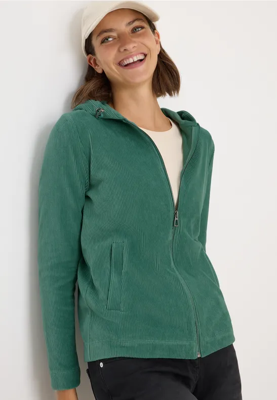 Corduroy jas met capuchon jewel green