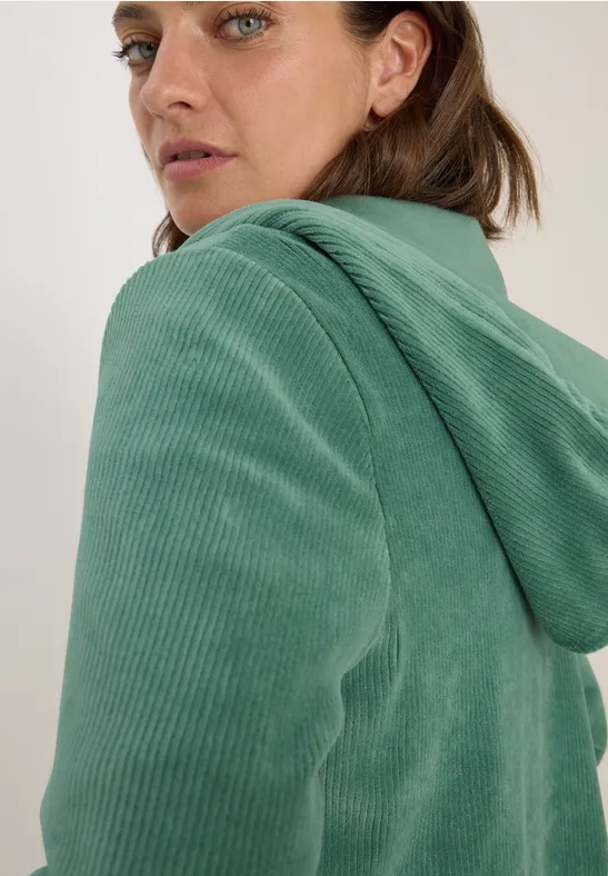 Corduroy jas met capuchon jewel green