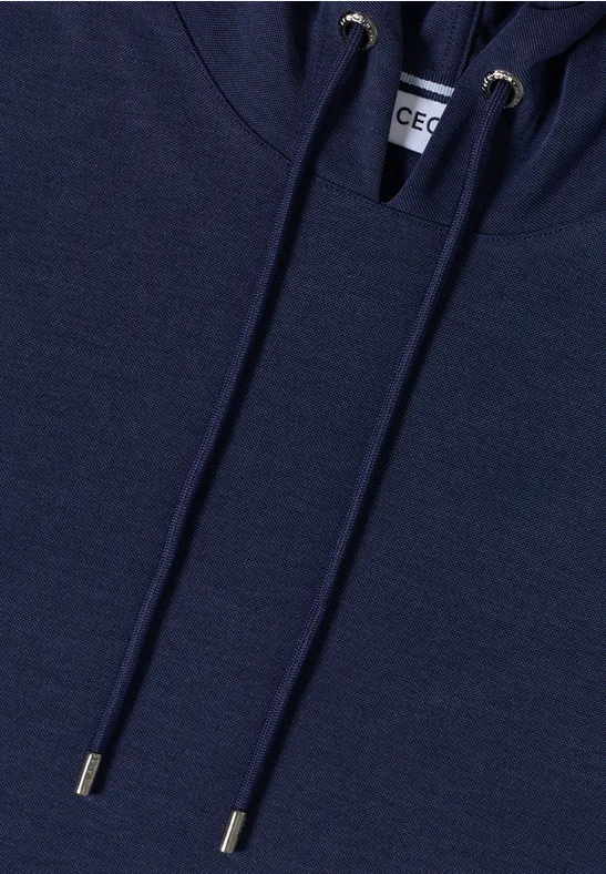 Piquée Hoodie Shirt urban dark blue