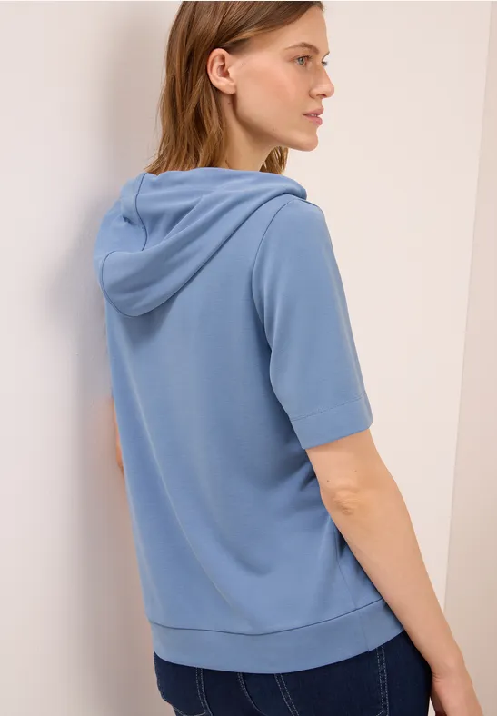 Piquée Hoodie Shirt mid denim blue