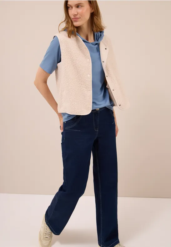 Piquée Hoodie Shirt mid denim blue