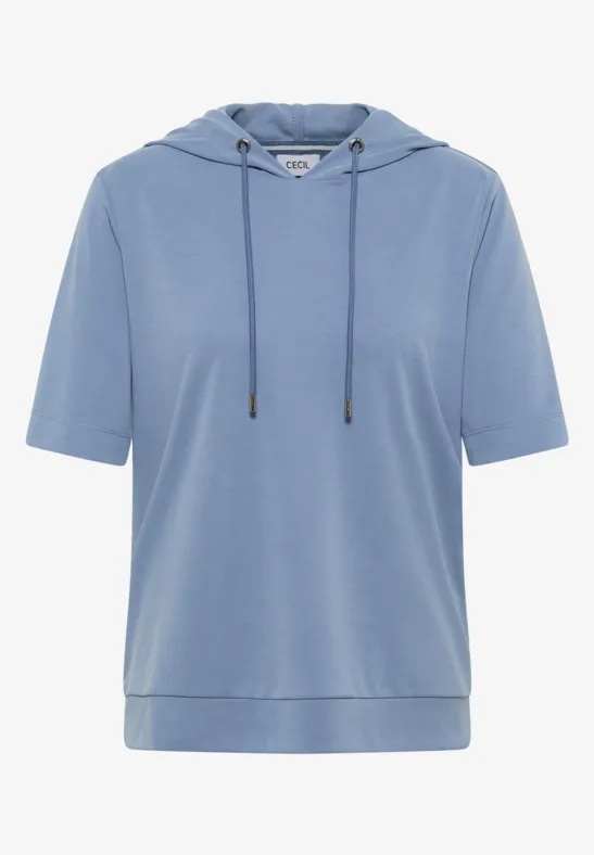 Piquée Hoodie Shirt mid denim blue