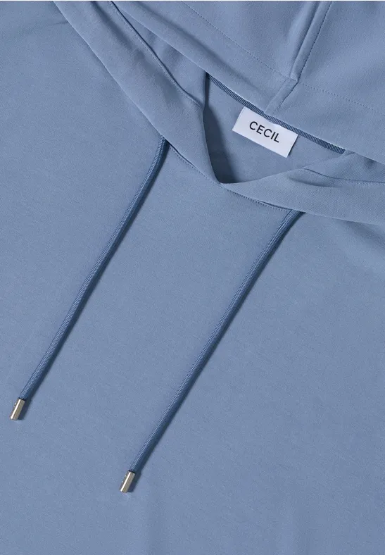 Piquée Hoodie Shirt mid denim blue