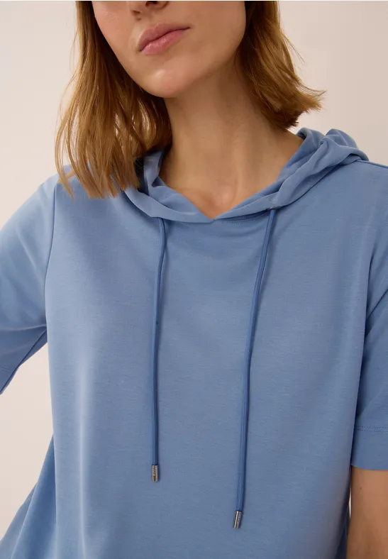 Piquée Hoodie Shirt mid denim blue