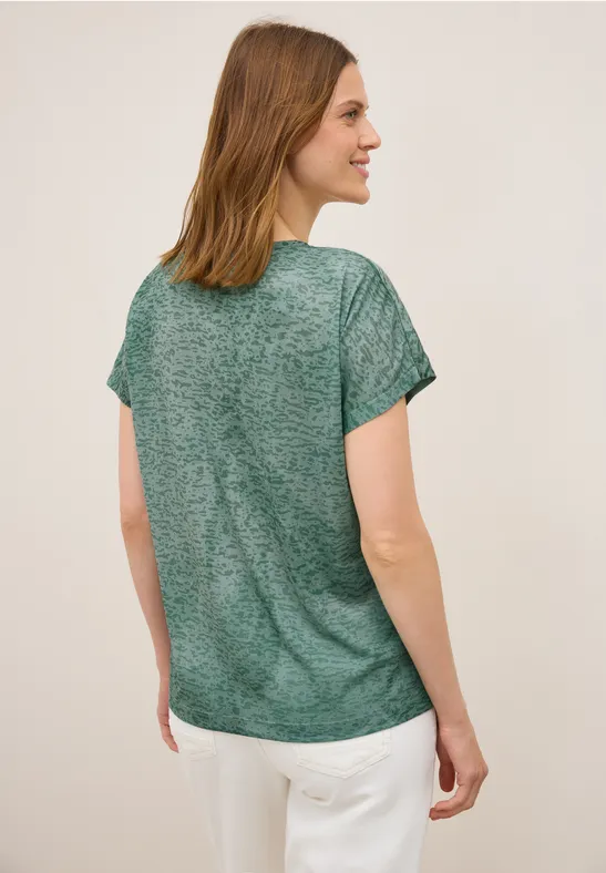 Burnout tekst Shirt ink green