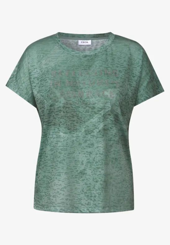 Burnout tekst Shirt ink green