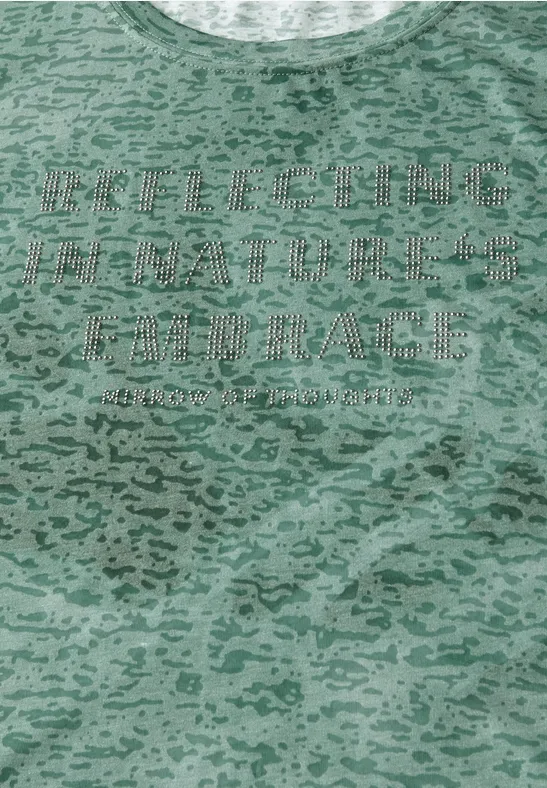 Burnout tekst Shirt ink green