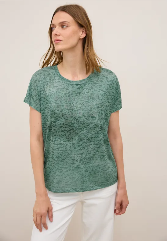 Burnout tekst Shirt ink green