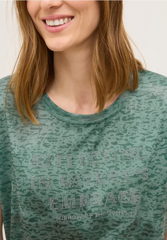 Burnout tekst Shirt ink green