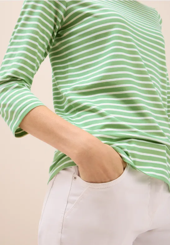Gestreiftes Shirt fennel green