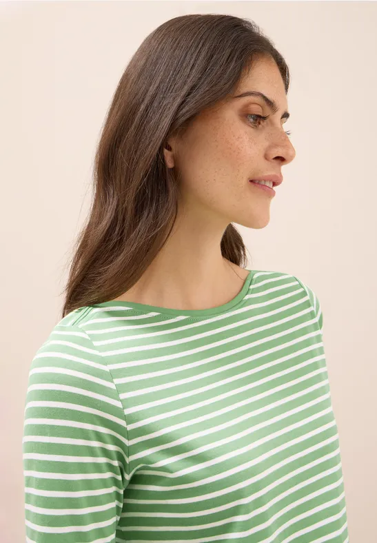 Gestreiftes Shirt fennel green