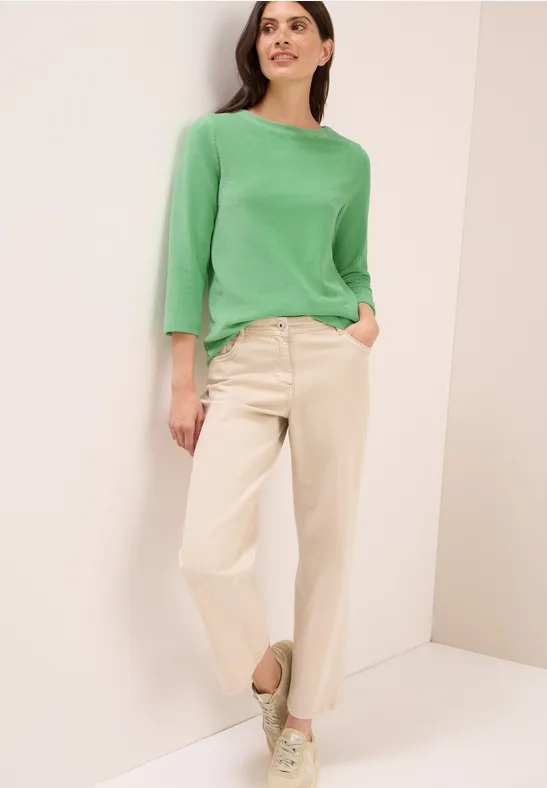 Corduroy overhemd in effen kleur fennel green