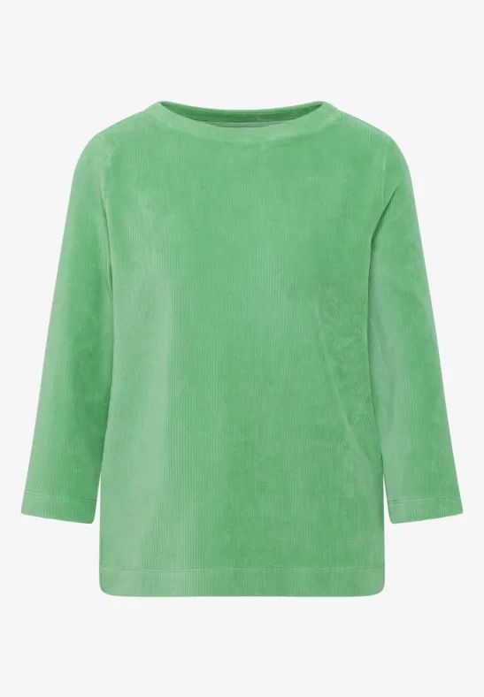 Corduroy overhemd in effen kleur fennel green