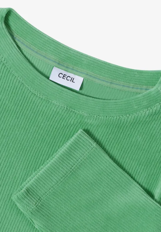 Corduroy overhemd in effen kleur fennel green