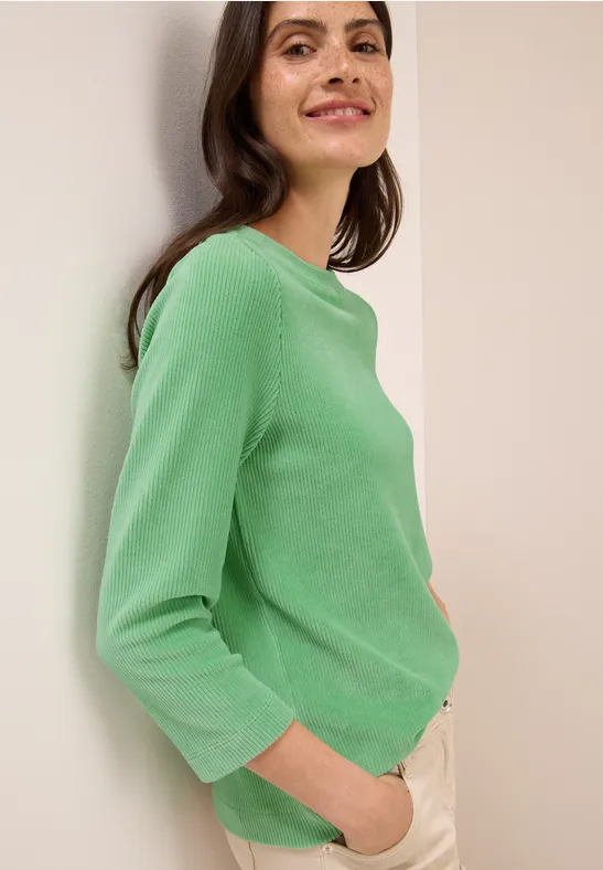 Corduroy overhemd in effen kleur fennel green