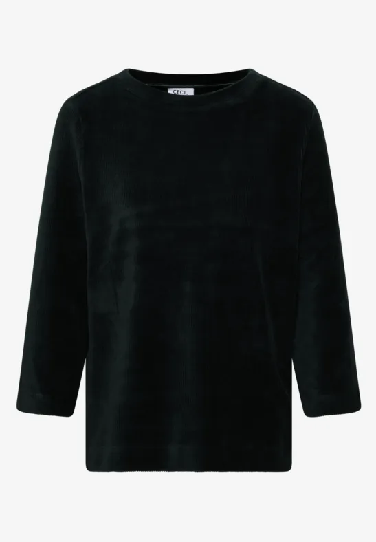 Corduroy overhemd in effen kleur ink green