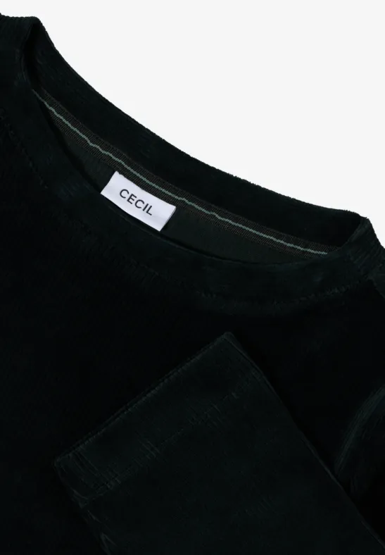 Corduroy overhemd in effen kleur ink green