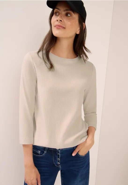 Corduroy overhemd in effen kleur oat milk beige