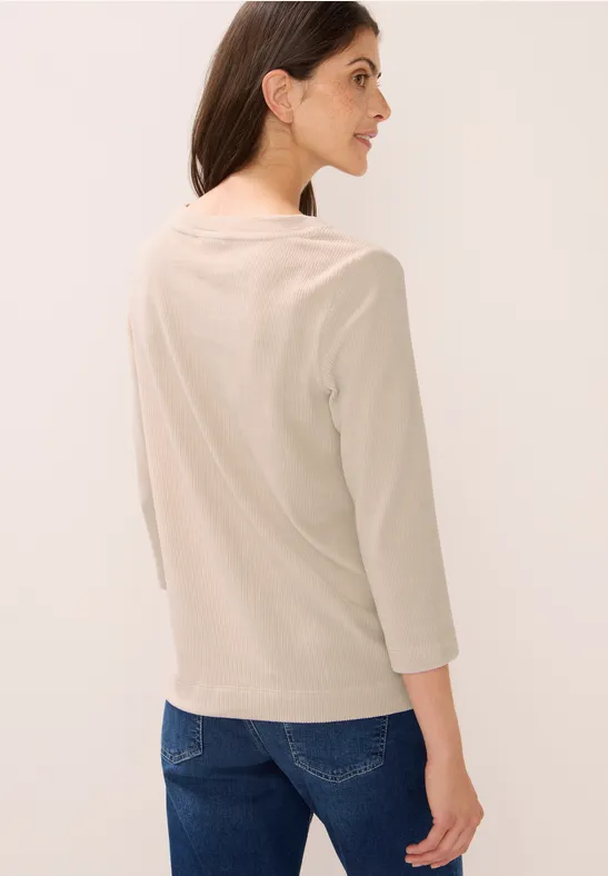 Corduroy overhemd in effen kleur oat milk beige