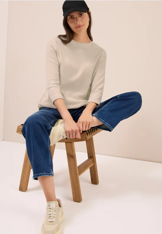 Corduroy overhemd in effen kleur oat milk beige