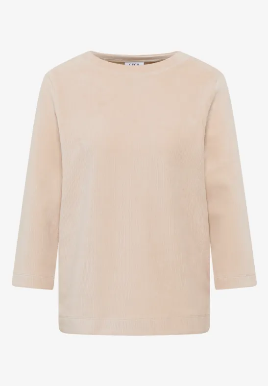 Corduroy overhemd in effen kleur oat milk beige