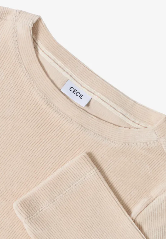 Corduroy overhemd in effen kleur oat milk beige
