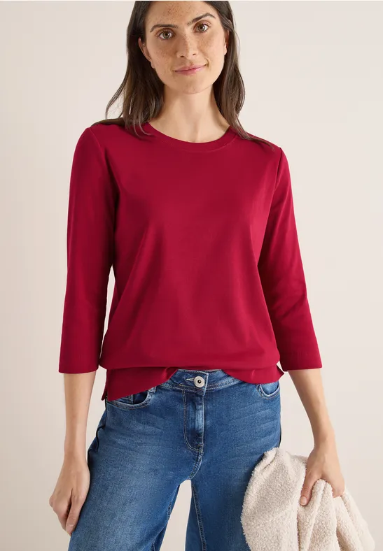 Shirt mit Rippstruktur beaujolais red