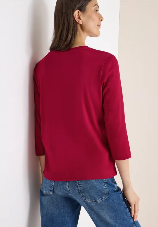 Shirt mit Rippstruktur beaujolais red