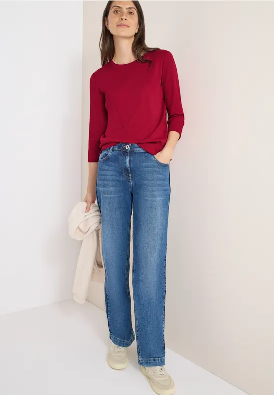 Shirt mit Rippstruktur beaujolais red