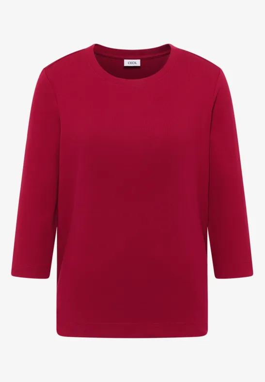 Shirt mit Rippstruktur beaujolais red