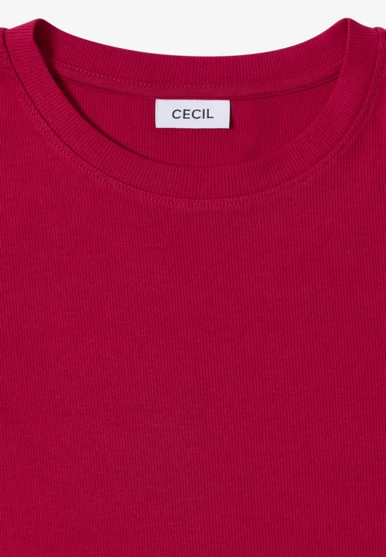Shirt mit Rippstruktur beaujolais red