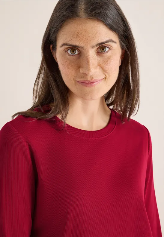 Shirt mit Rippstruktur beaujolais red