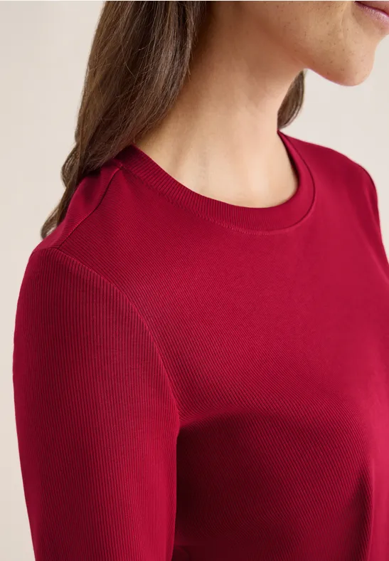 Shirt mit Rippstruktur beaujolais red