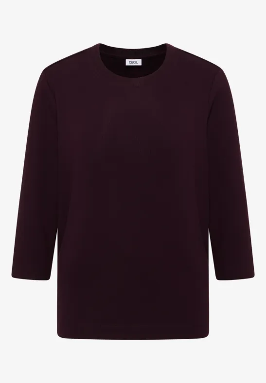 Shirt mit Rippstruktur eggplant red