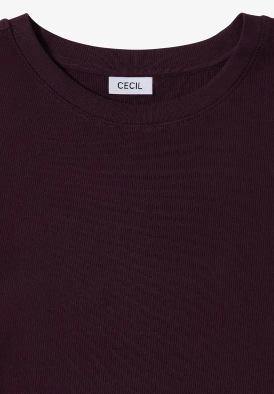 Shirt mit Rippstruktur eggplant red