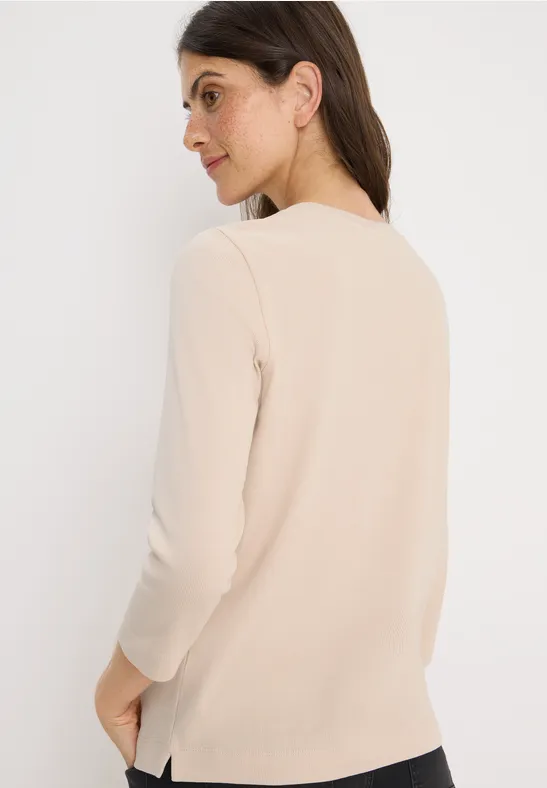 Shirt mit Rippstruktur oat milk beige