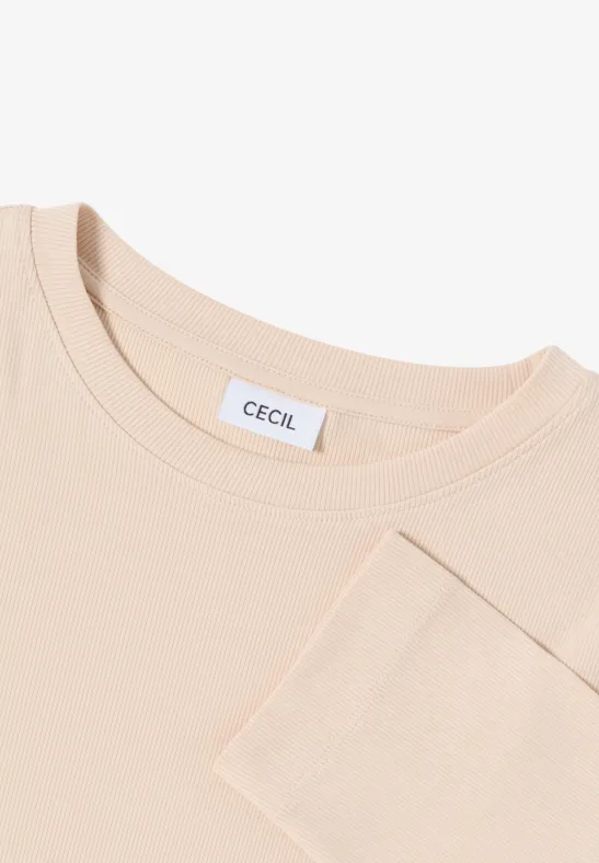 Shirt mit Rippstruktur oat milk beige